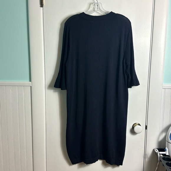 Cos Flared Sleeve Knitted Minimalist Preppy Dark Navy Blue Mini Dress Large - Picture 8 of 11